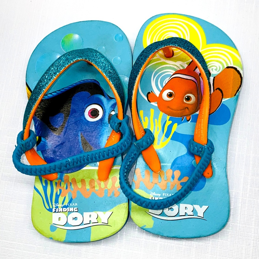 Disney Pixar Finding Dory‎ Kids Flip Flops Sandals Blue Orange Nemo Dory Toddler